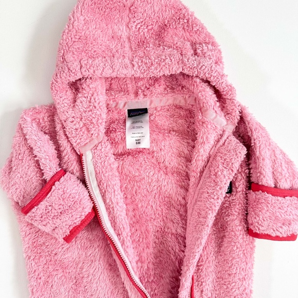 PATAGONIA Infant Pink Winter Hi Plush Fleece Baby BUNTING SnowSuit Size 6 Months - Picture 4 of 8